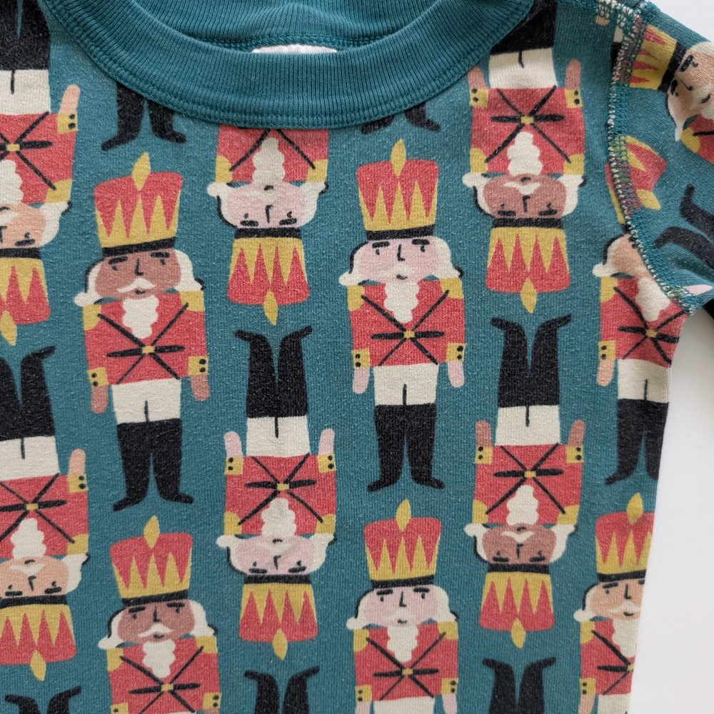 Hanna Andersson Holiday Print Long John Pajama Set Nutcracker Detail